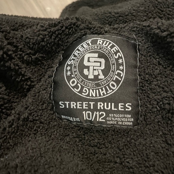 Street Rules Clothing Boys Black and White Speckled Hoodie size 10/12 - Picture 4 of 4